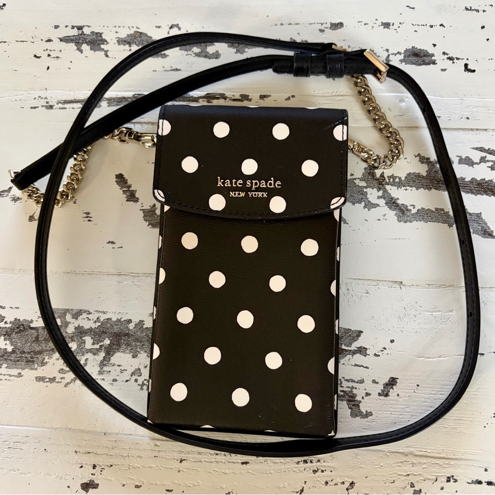 Kate Spade Black and White Polka Dot Crossbody Phone Bag